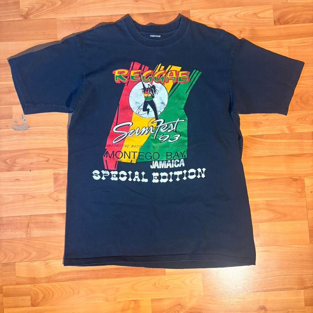 Vintage 90 Reggae Sumfest Jamaica T Shirt Black Music Festival Tee XL Reggae Dub